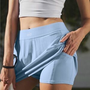 ALO Yoga Match Point Tennis Skirt Small Seashell Blue – Rare!